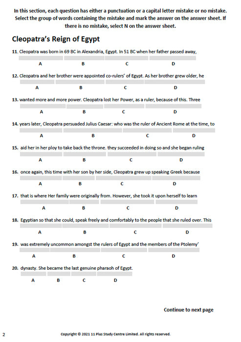 11+ Spelling, Punctuation and Grammar pdf test