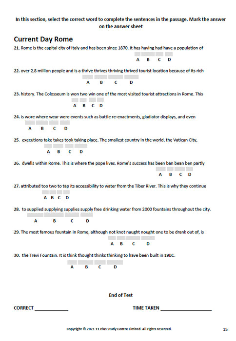 11+ Spelling, Punctuation and Grammar pdf test