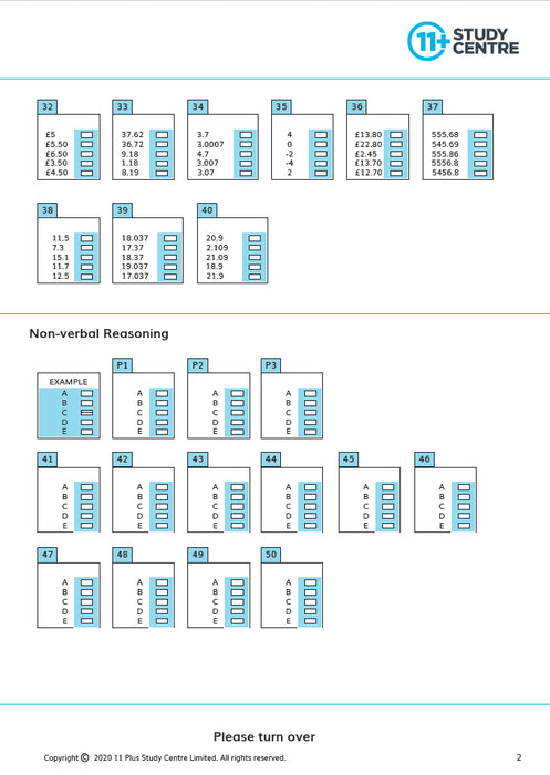 11 Plus Bucks Non-verbal and maths test pdf