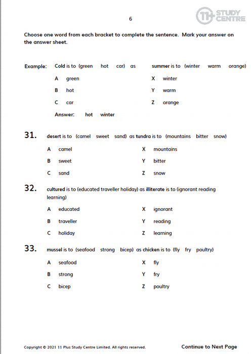 11+ Verbal Reasoning Test PDF