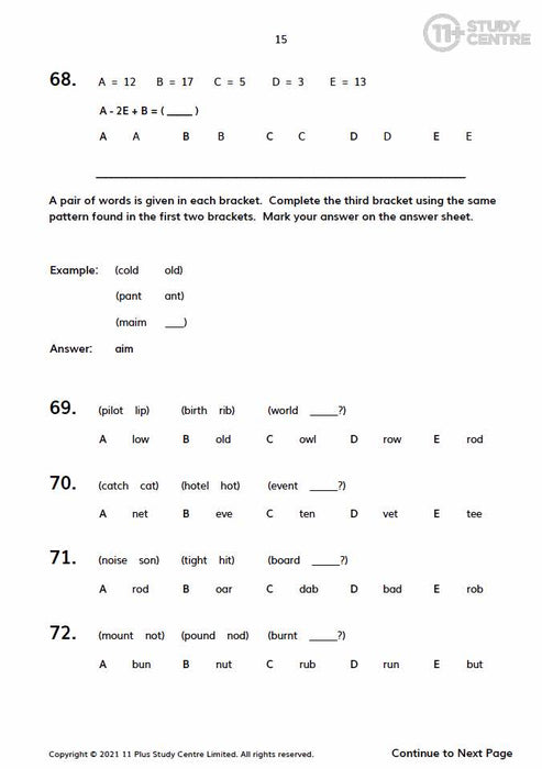 11+ Verbal Reasoning Test PDF