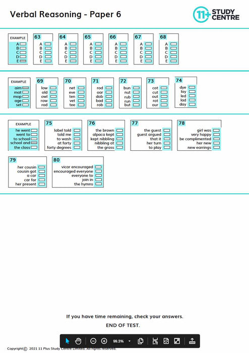 11+ Verbal Reasoning Test PDF