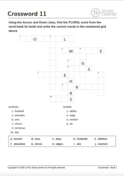 50 11 Plus Vocabulary Crossword Puzzles  - Book 2